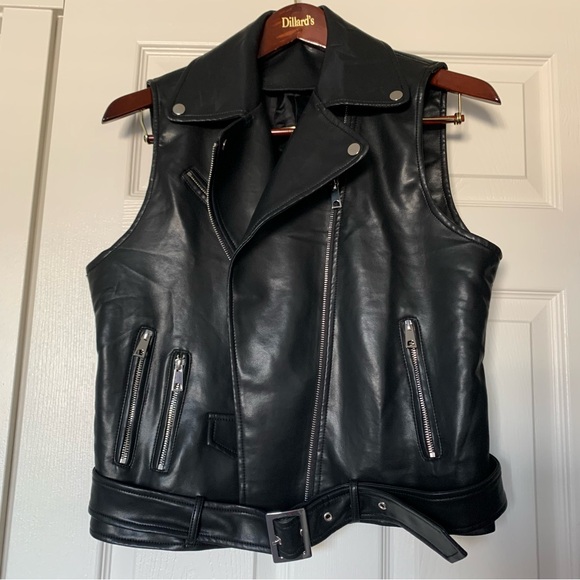 Black Faux Leather Vest Size L - Picture 5 of 11